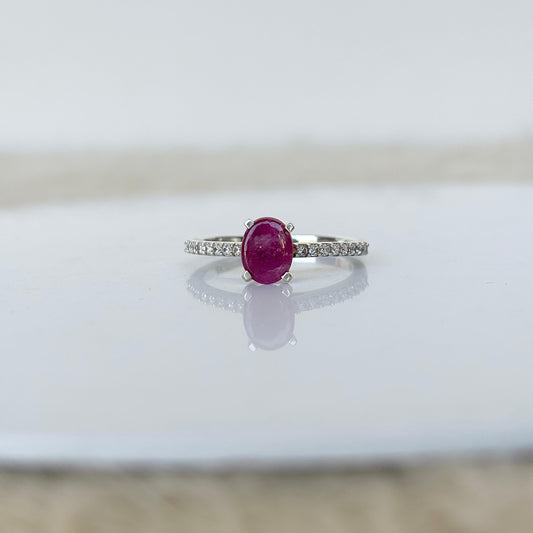 Oval Cut Minimalistic Natural Ruby Ring