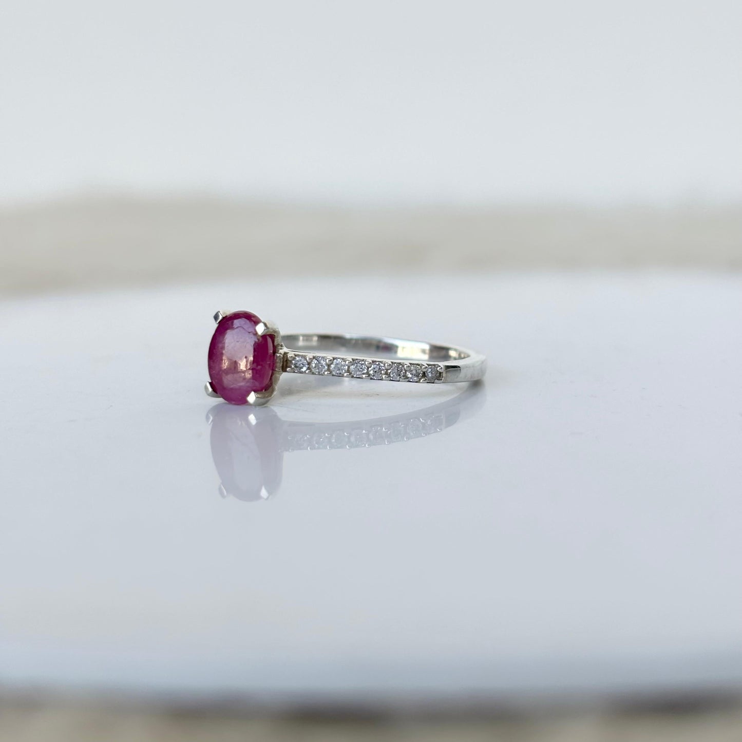 Oval Cut Minimalistic Natural Ruby Ring