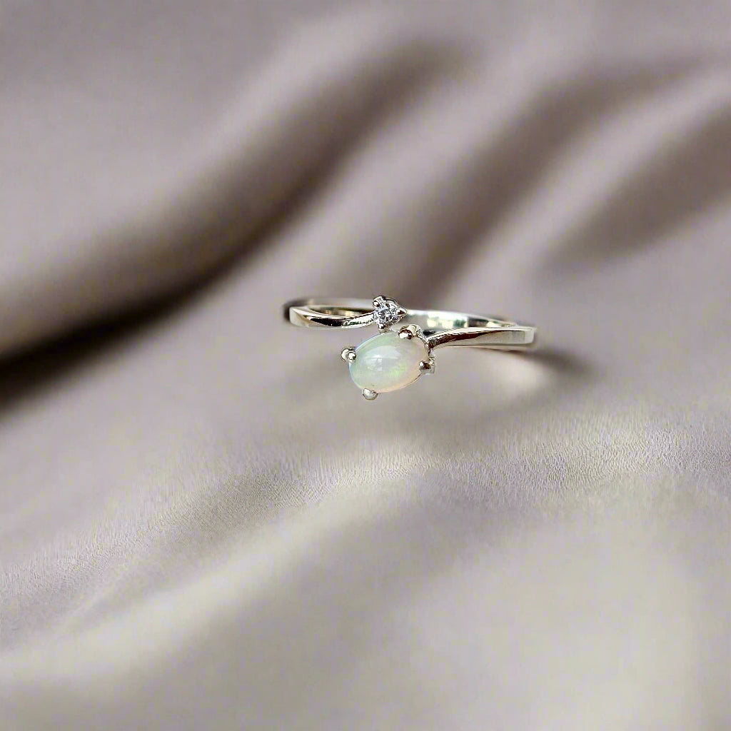 Natural Opal 925 Pure Silver Ring