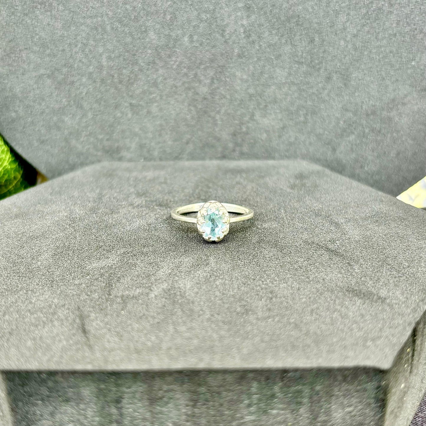 925 Pure Silver Natural Blue Topaz Ring