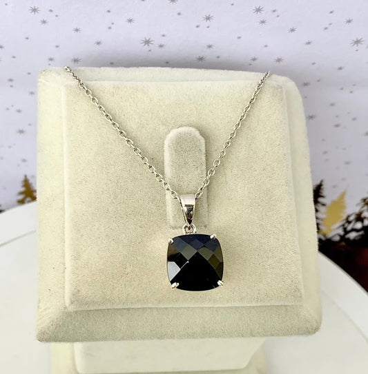 Black Onyx 925 Pure Silver Pendant Necklace