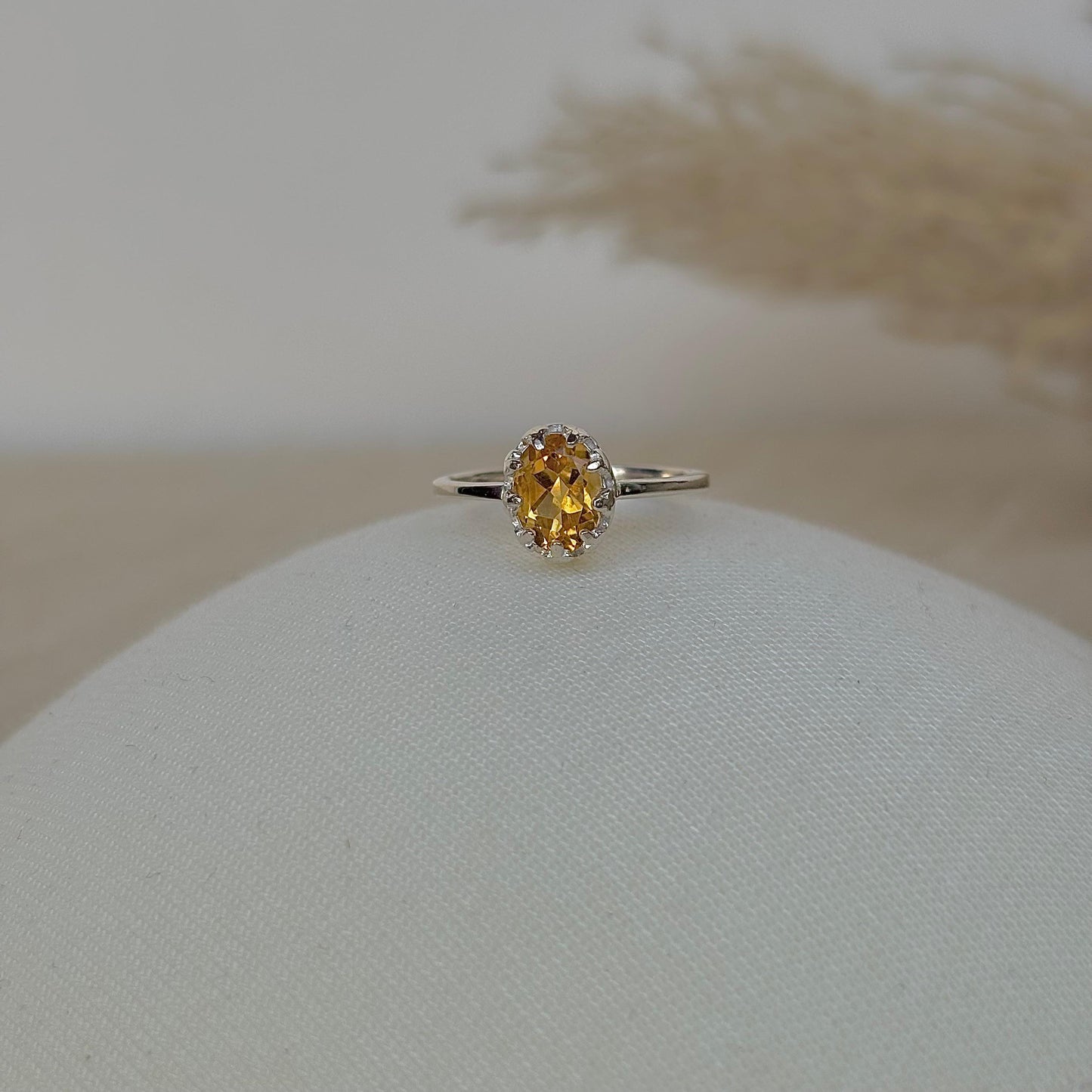 925 Pure Silver Oval Cut Natural Citrine Ring