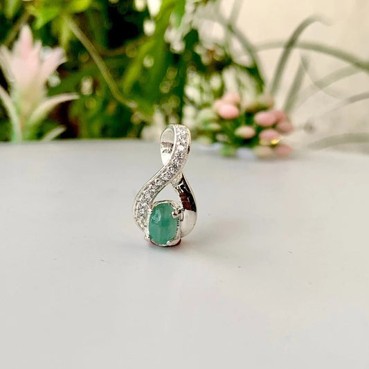 Natural Green Onyx 925 Pure Silver Pendant