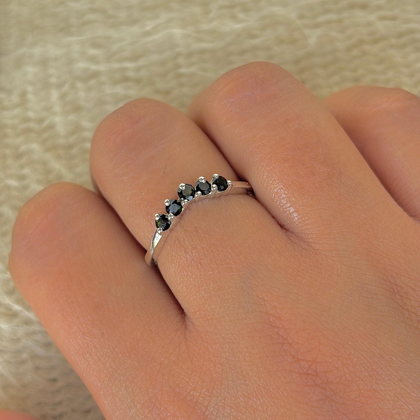 925 Pure Silver Natural Green Tourmaline Ring