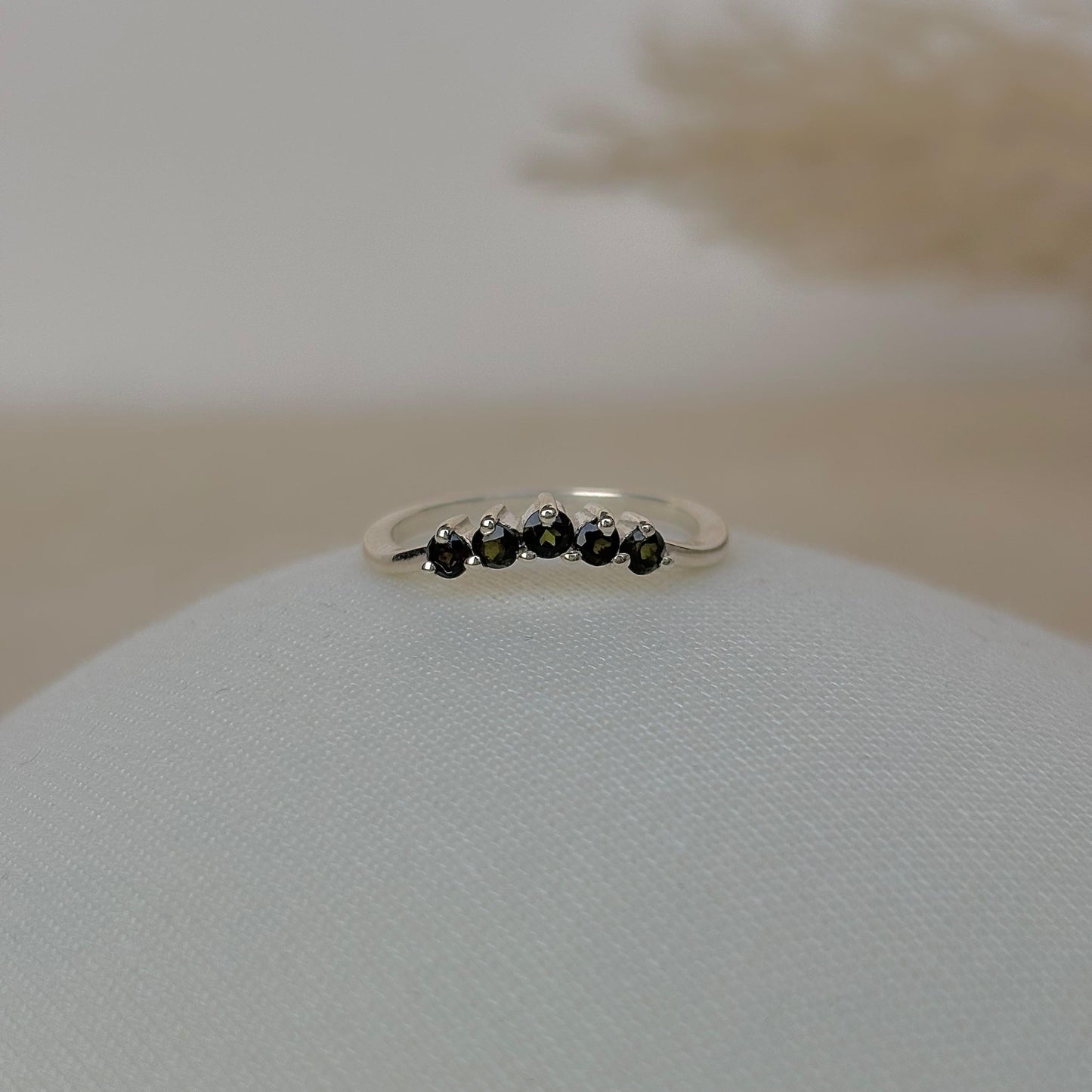 925 Pure Silver Natural Green Tourmaline Ring