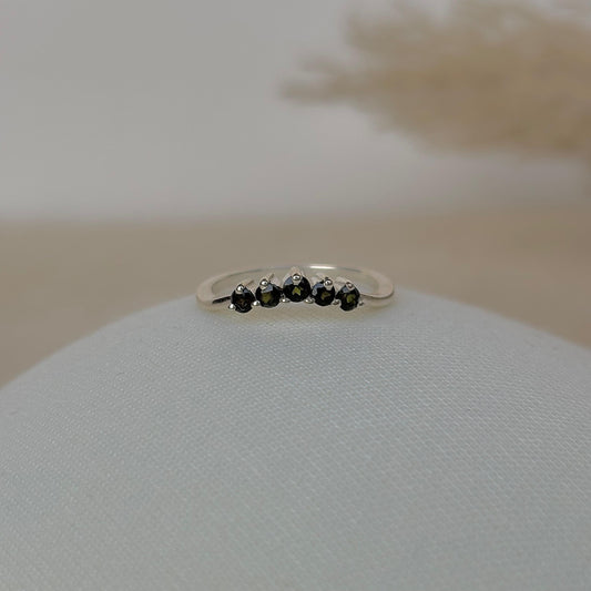 925 Pure Silver Natural Green Tourmaline Ring