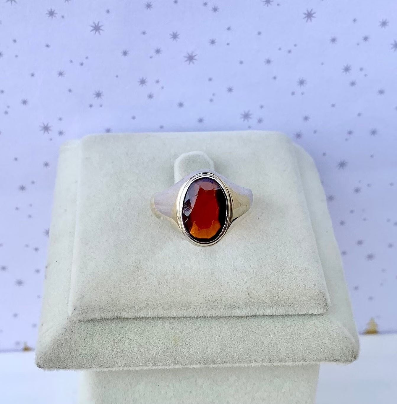 Natural Hessonite Oval Cut Solitaire Men's Ring 925 Pure Silver Statement Ring