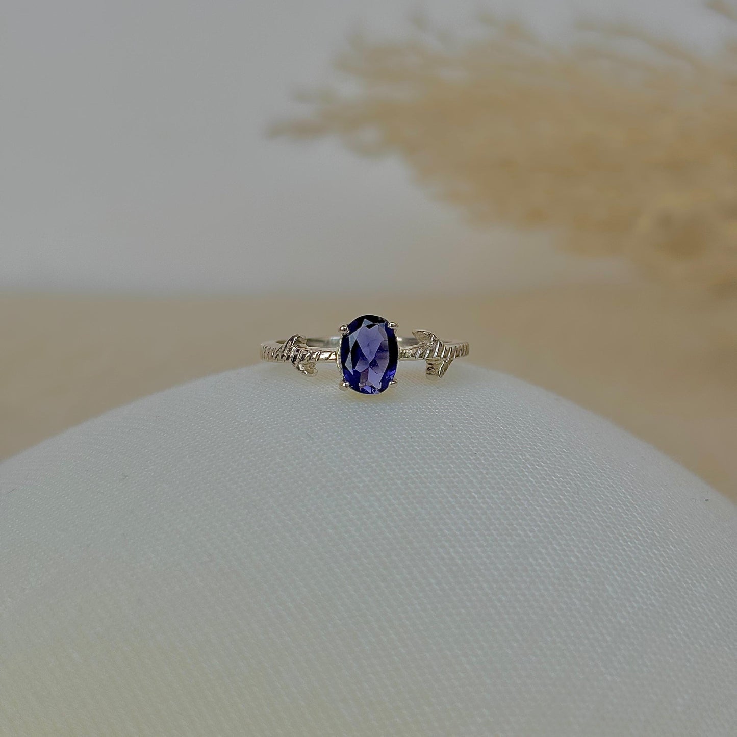 925 Pure Silver Oval Cut Iolite Ring