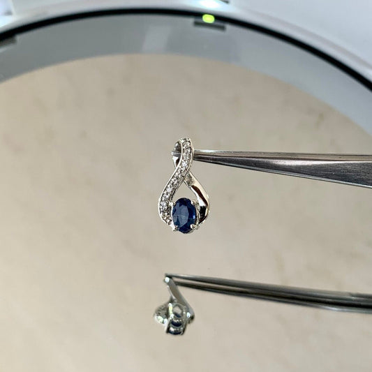 925 Pure Silver Natural Blue Sapphire Pendant