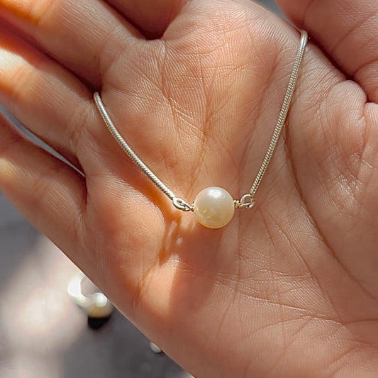 925 Pure Silver Natural Pearl Pendant Necklace