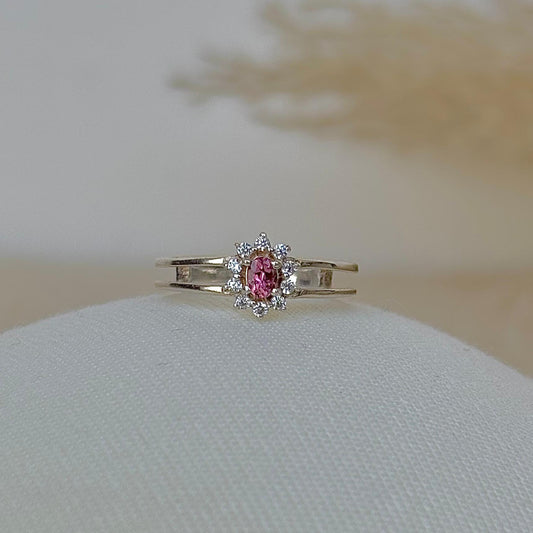925 Pure Silver Natural Pink Tourmaline Ring