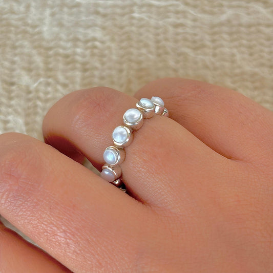 925 Pure Silver Natural Pearl Ring (Certified)