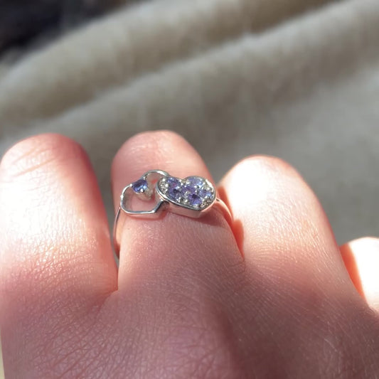 Natural Tanzanite Heart 925 Pure Silver Ring (Certified)