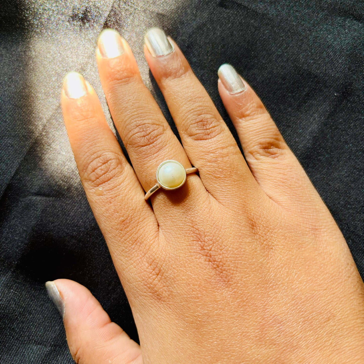 925 Pure Silver Natural Freshwater Pearl Ring