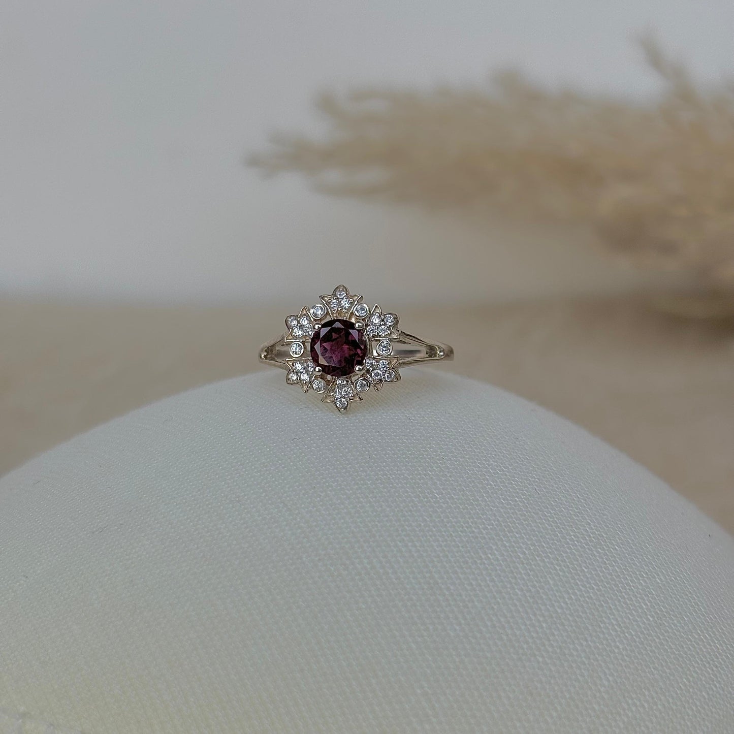 925 Pure Silver Natural Pink Tourmaline Cocktail Ring