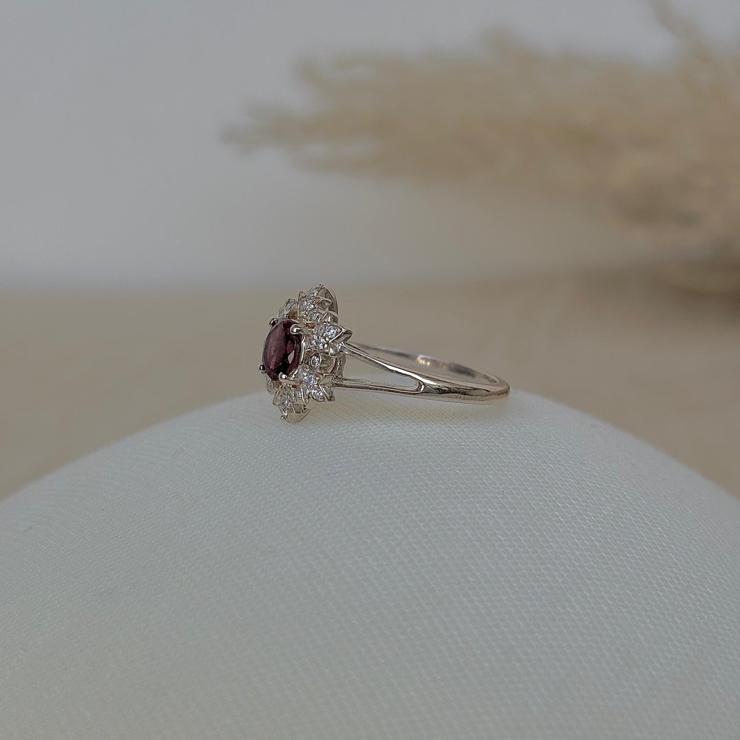 925 Pure Silver Natural Pink Tourmaline Cocktail Ring