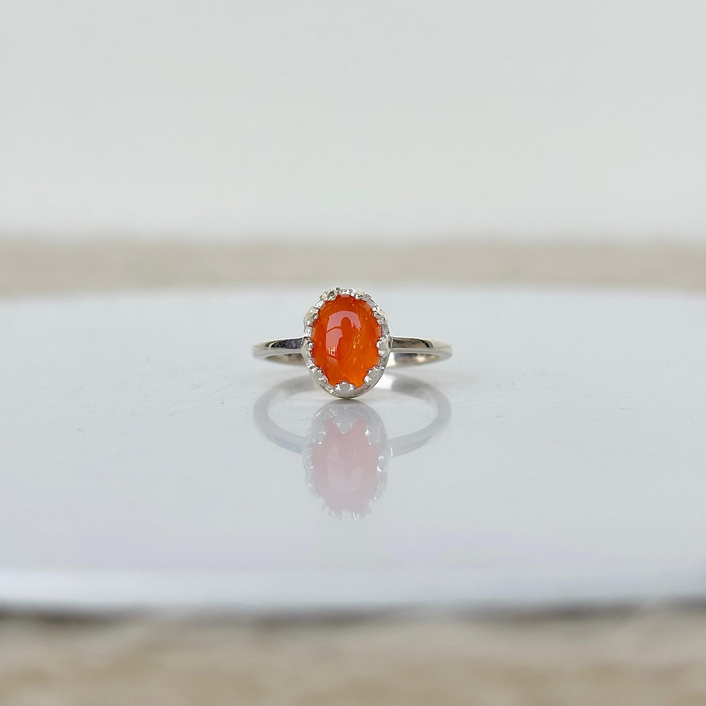 925 Pure Silver Natural Oval Shape Carnelian Ring