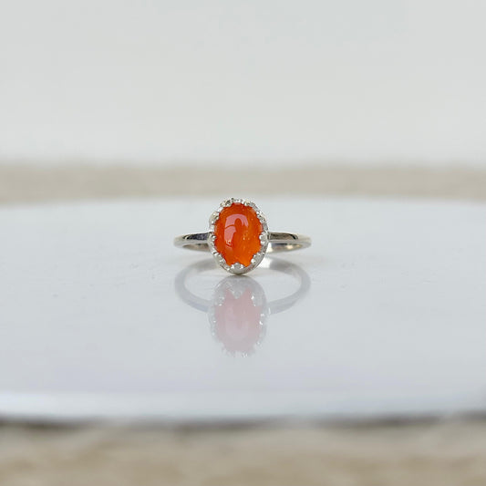925 Pure Silver Natural Oval Shape Carnelian Ring