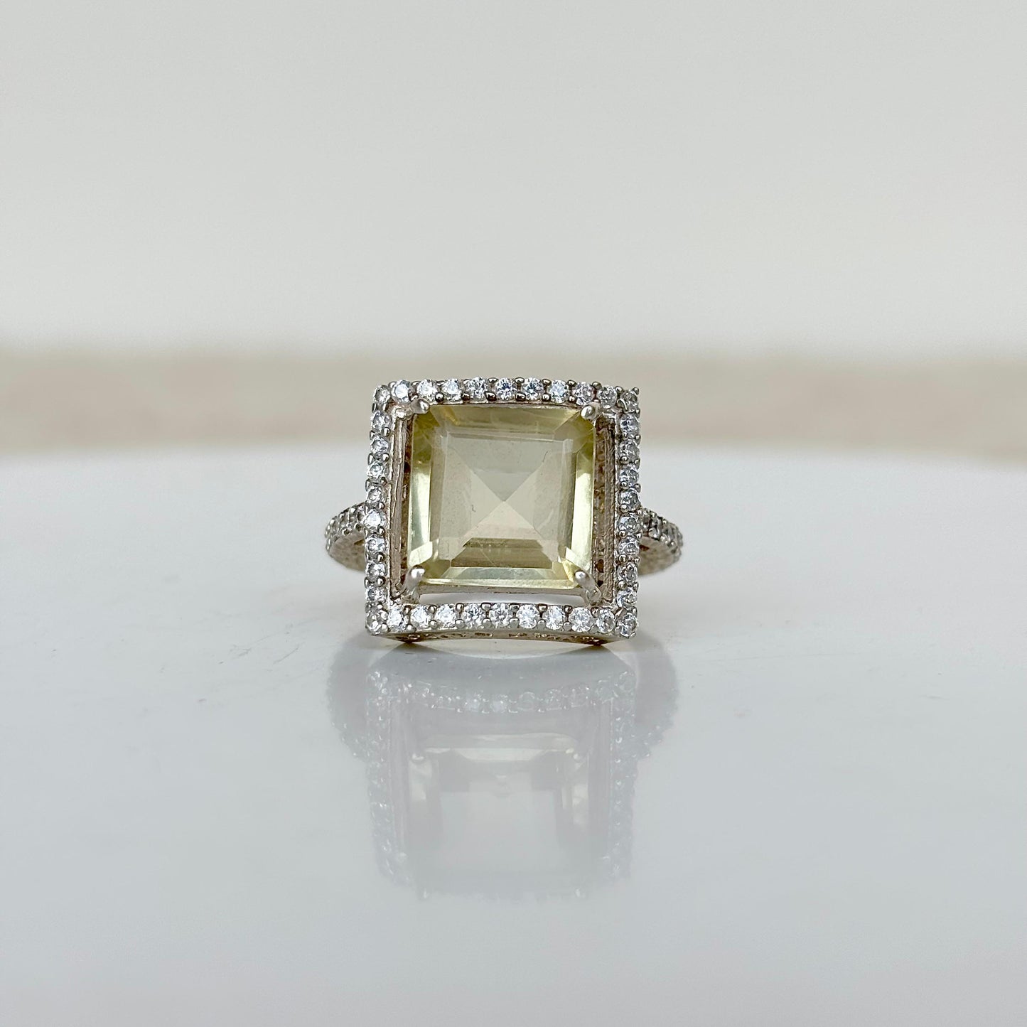 925 Pure Silver Natural Lemon Quartz Ring
