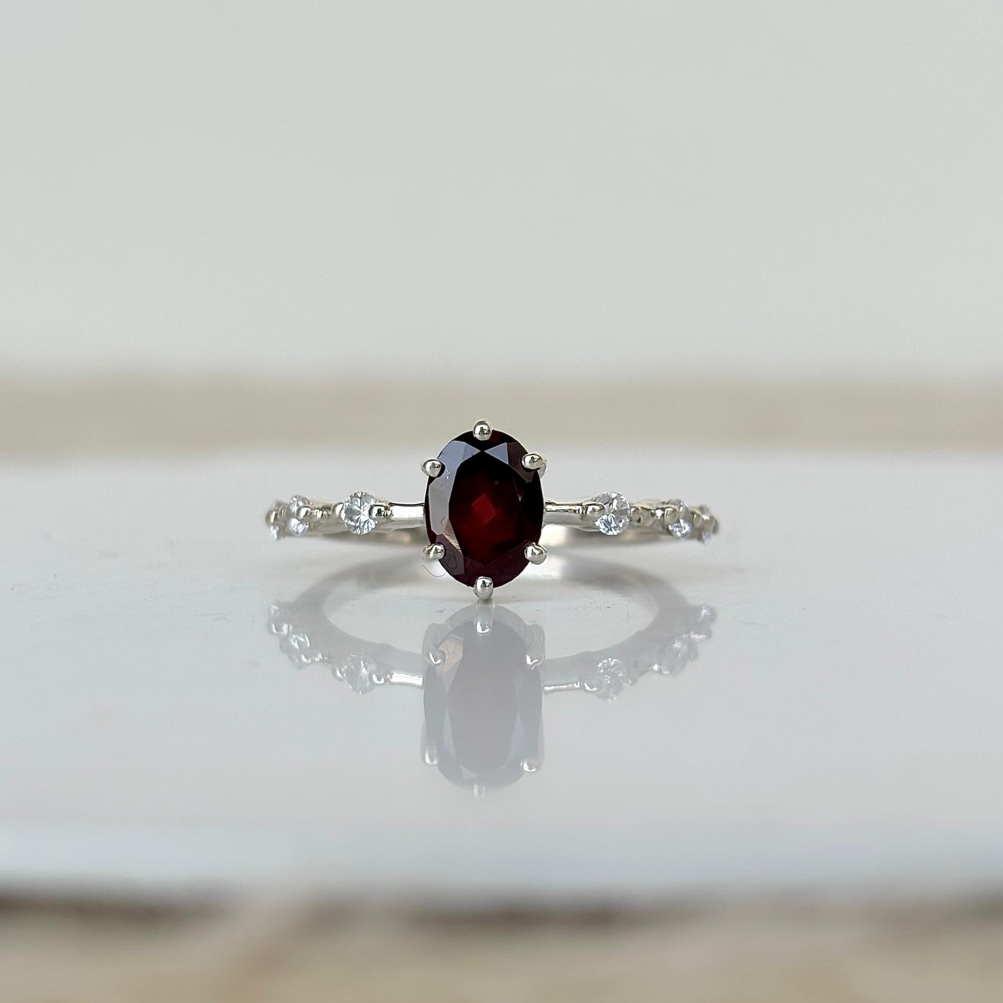 925 Pure Silver Natural Garnet Ring – Certified
