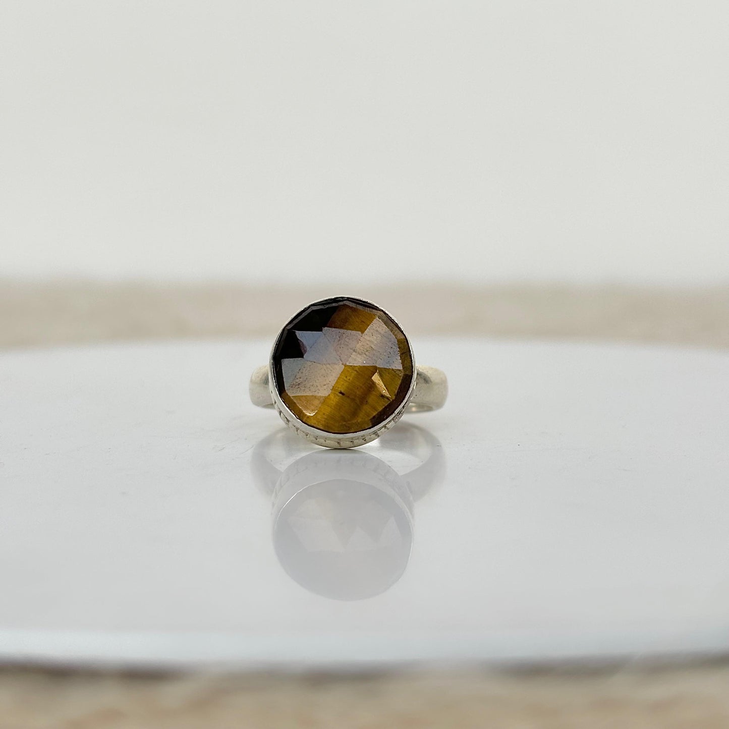 925 Pure Silver Tiger Eye Boho Ring