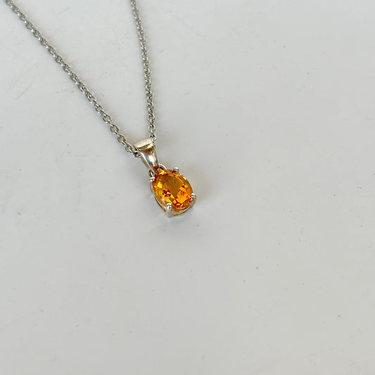 925 Pure Silver Natural Citrine Pendant Necklace