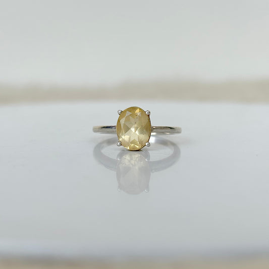 925 Pure Silver Citrine Oval Solitaire Ring