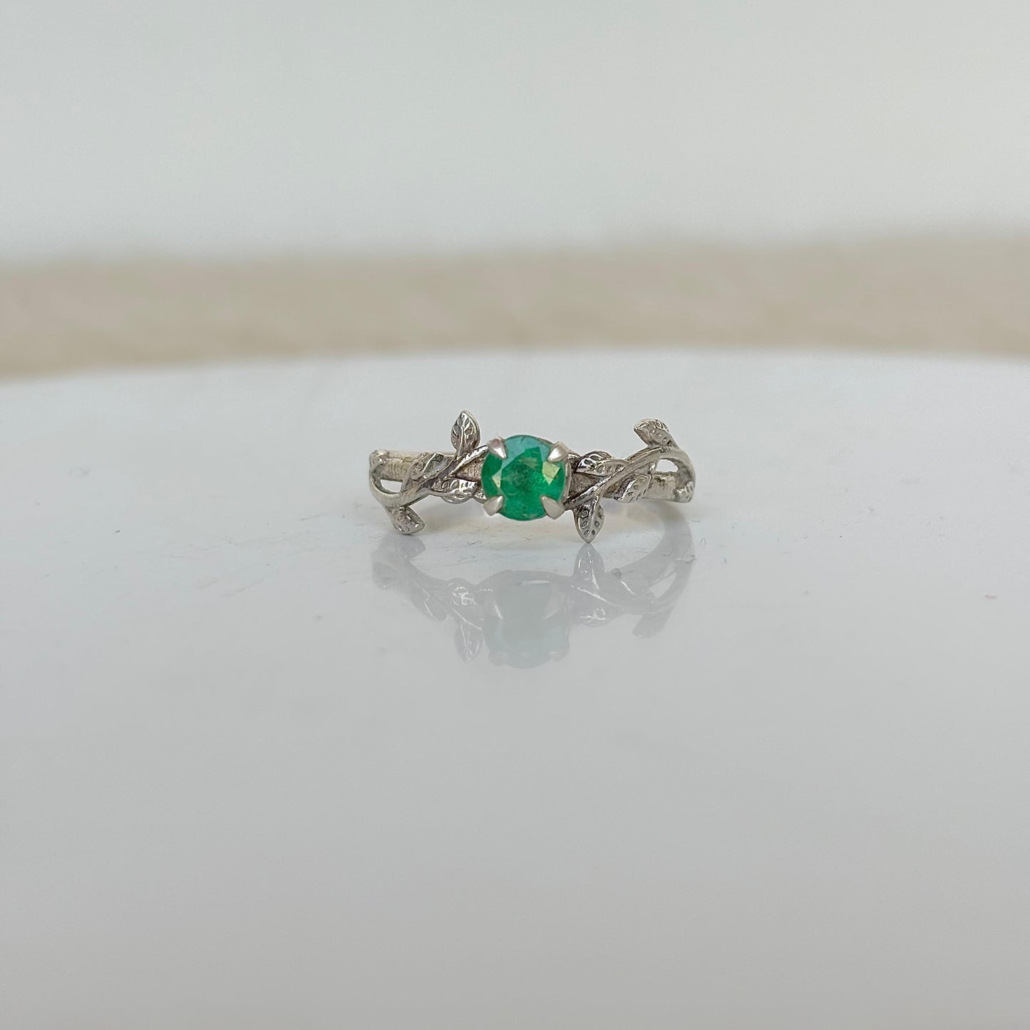 925 Pure Silver Natural Zambian Emerald Ring - May Birthstone