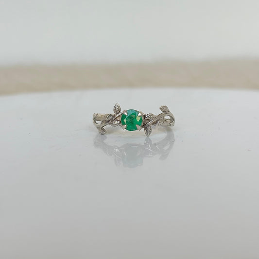 925 Pure Silver Natural Zambian Emerald Ring - May Birthstone