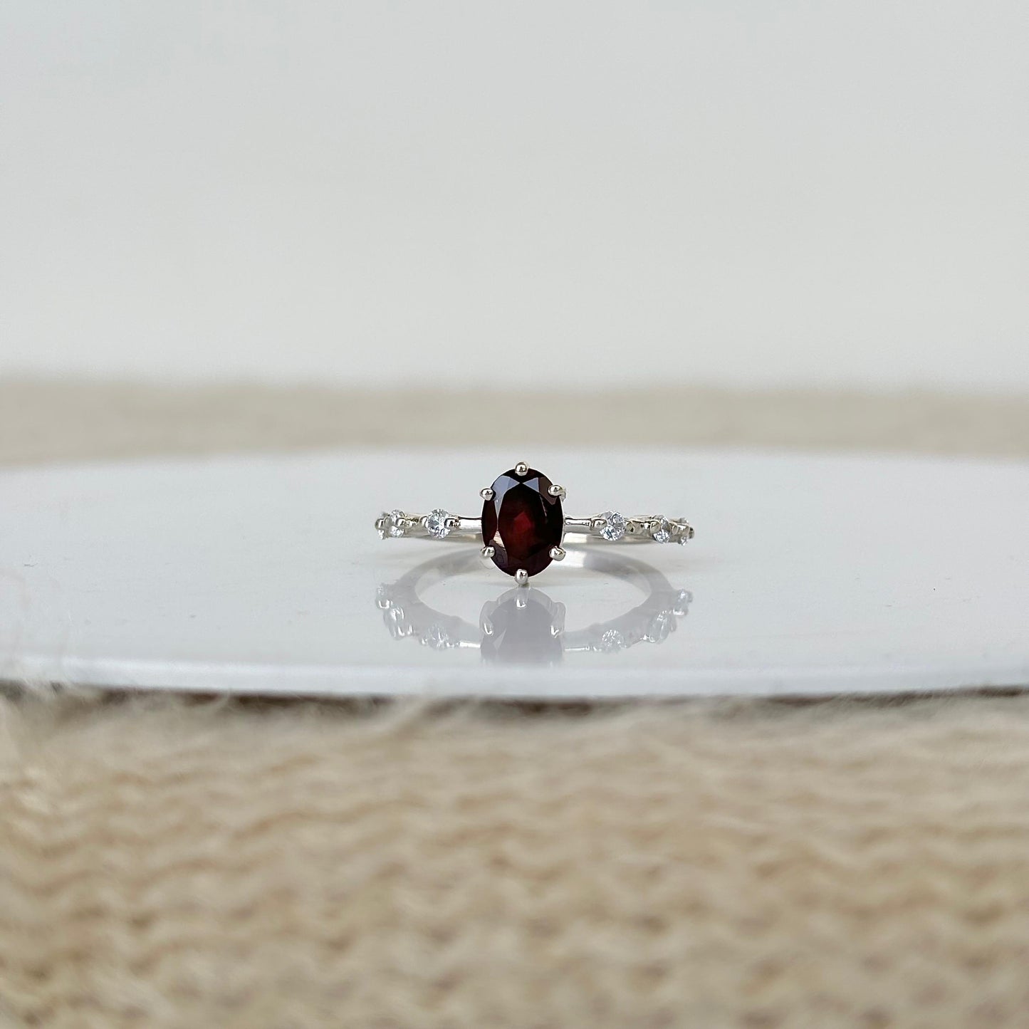 925 Pure Silver Natural Garnet Ring – Certified